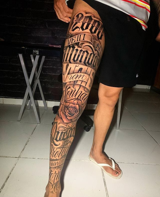 Skin Deep Tattoo Newtown - Back of the thigh script by @_lordmayor  #scripttattoo | Facebook