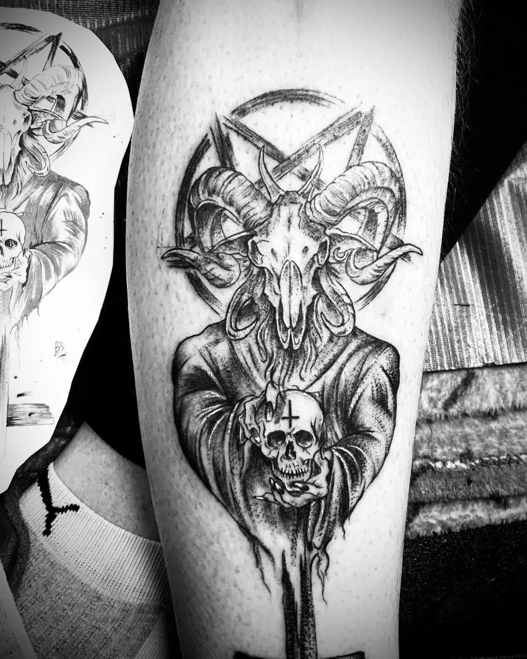 Thumb Image - Demon Goat Skull Tattoo, HD Png Download - vhv