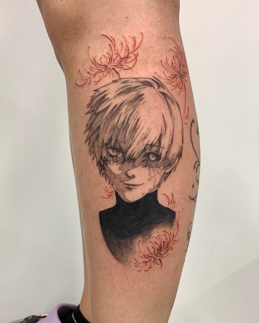 Tokyo Ghoul tattoo done by simonkbell To submit your work use the tag  epicgamerink And dont   Tatuagens fabulosas Inspiração para tatuagem  Tatuagens de anime