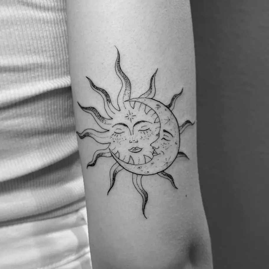 sun and moon tattoo 19